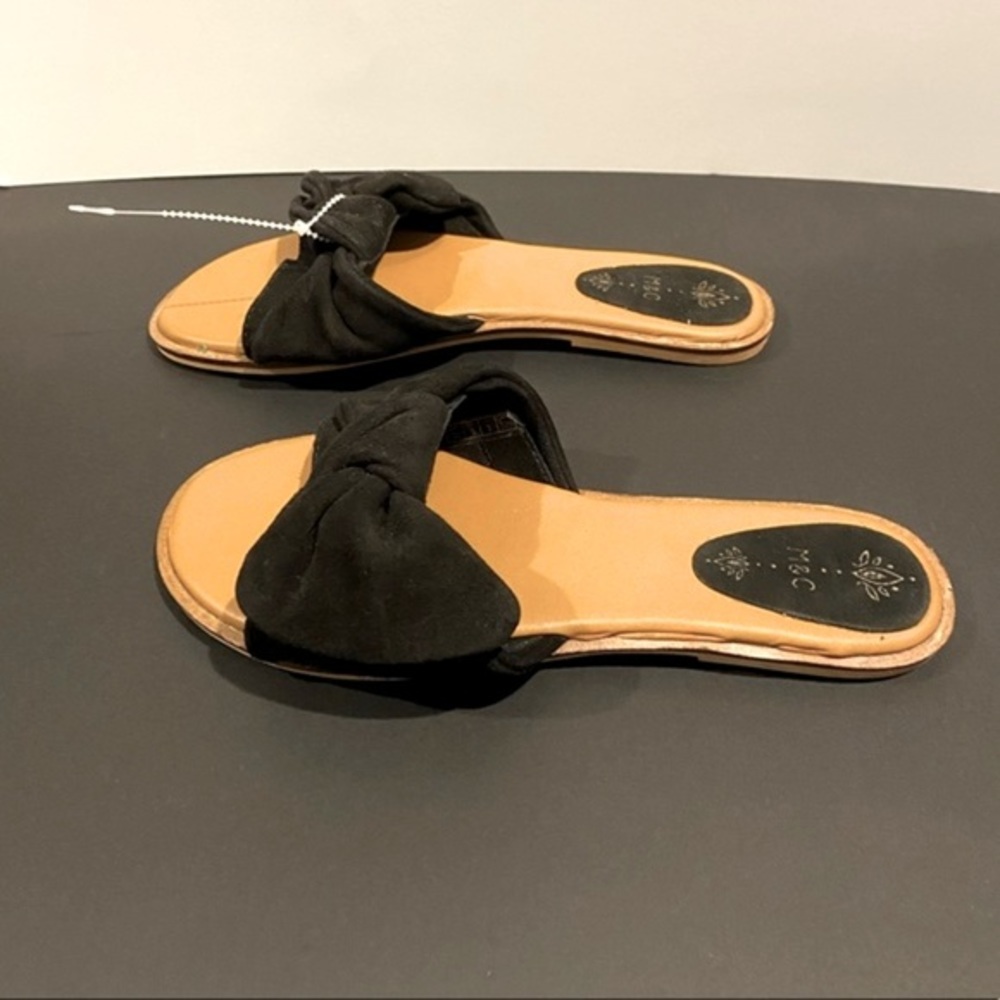 ModCloth Musse & Cloud Anthropologie Women Black Suede Bow Slide Slip On Sandals